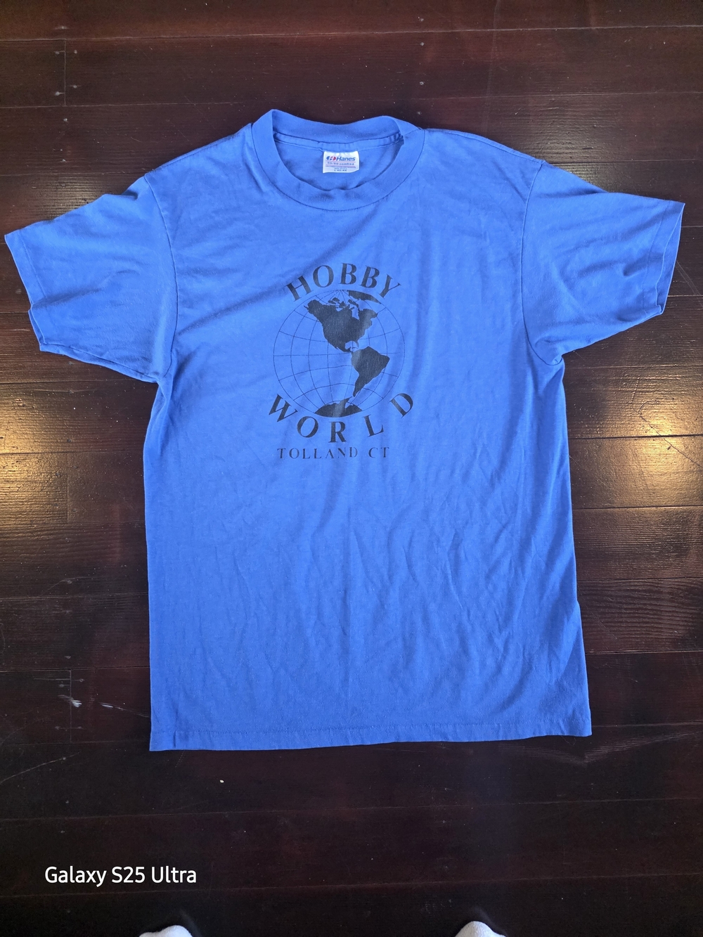 Vintage 80s 90s Hobby World Tolland CT T-Shirt Hanes Made in USA Blue Large 42-4